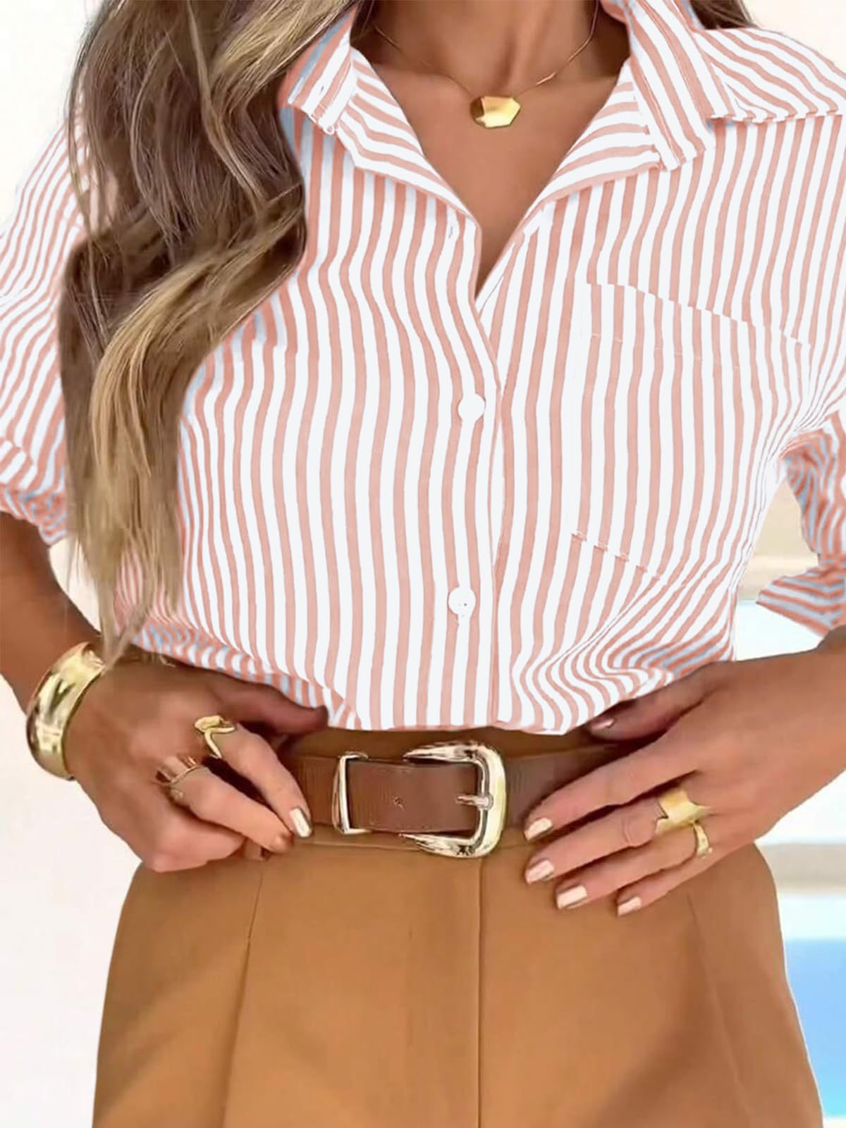 Women's Striped Button Shirt