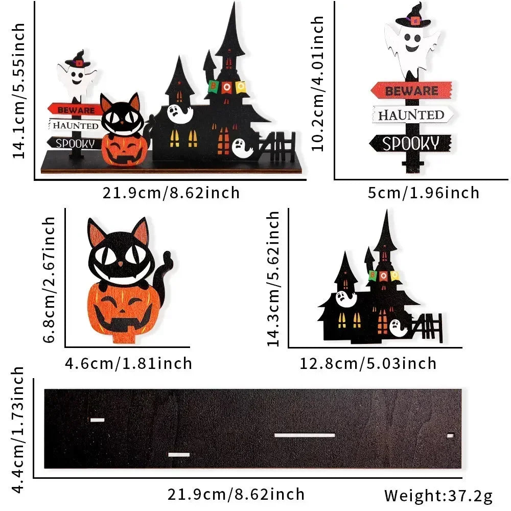 Wooden Haunted House Tabletop Decor