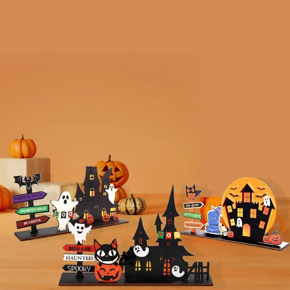 Wooden Haunted House Tabletop Decor