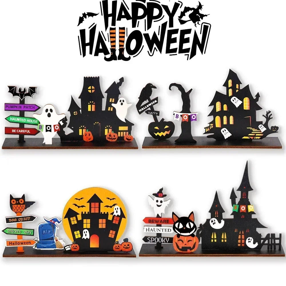 Wooden Haunted House Tabletop Decor
