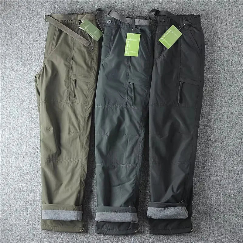 Men's Outdoor Hiking Pants Windproof Waterproof Fleece-Lined Thickened Softshell Cold-Resistant Autumn Winter Warm Outdoor Gear