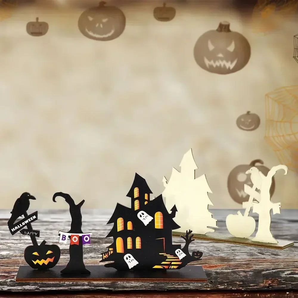 Wooden Haunted House Tabletop Decor