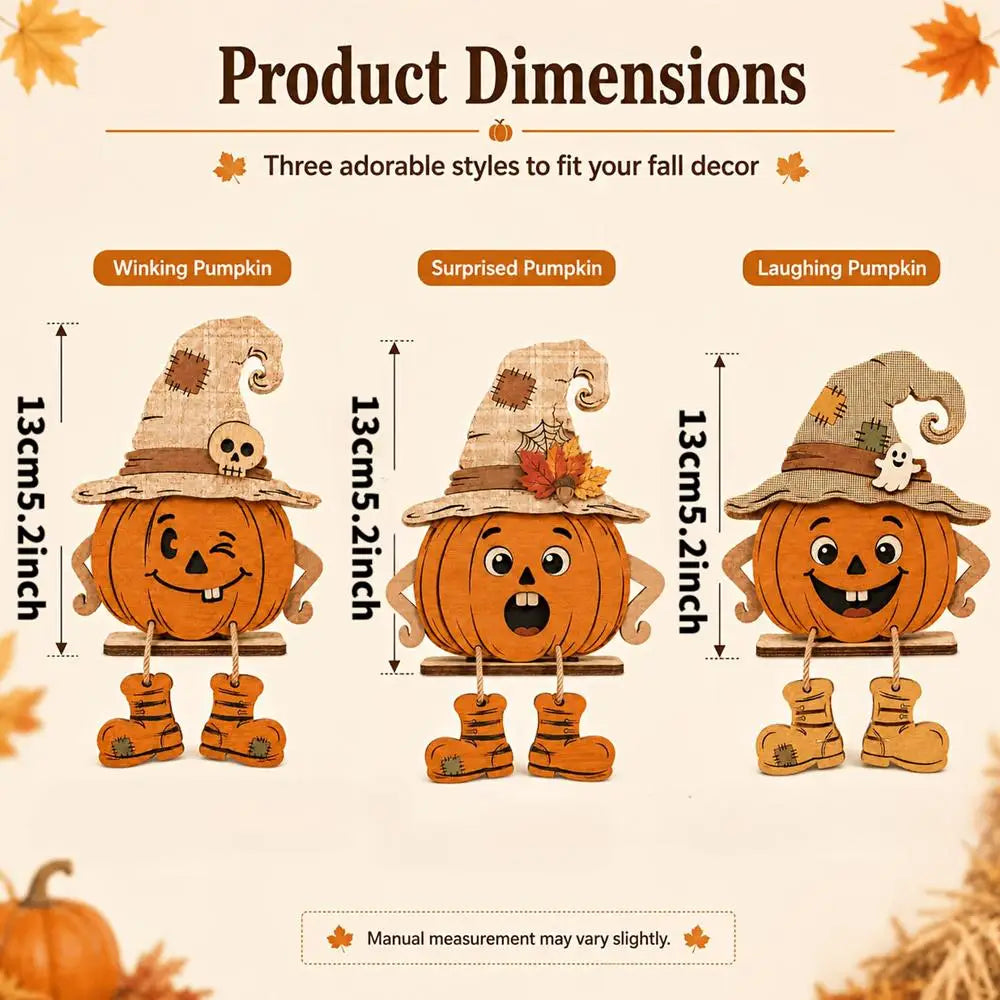 Wooden Pumpkin Trio Decor