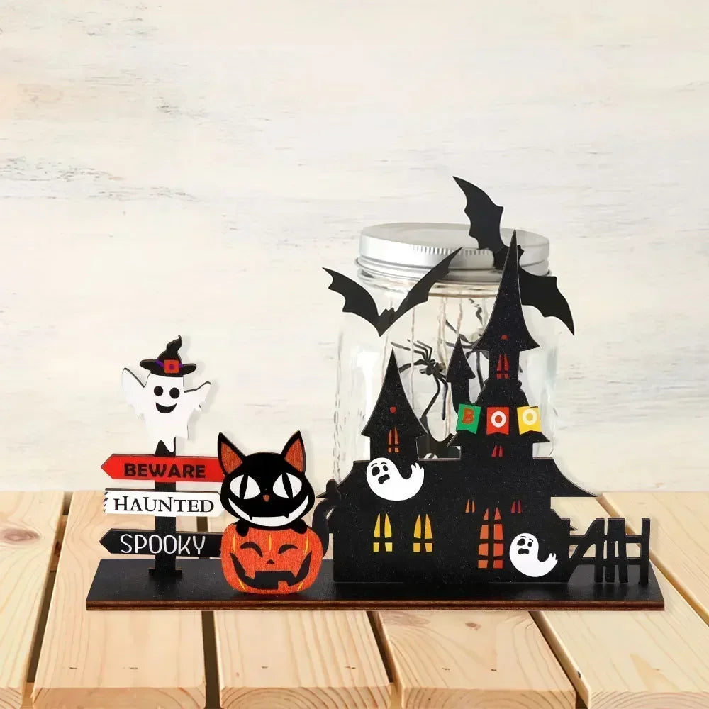 Wooden Haunted House Tabletop Decor