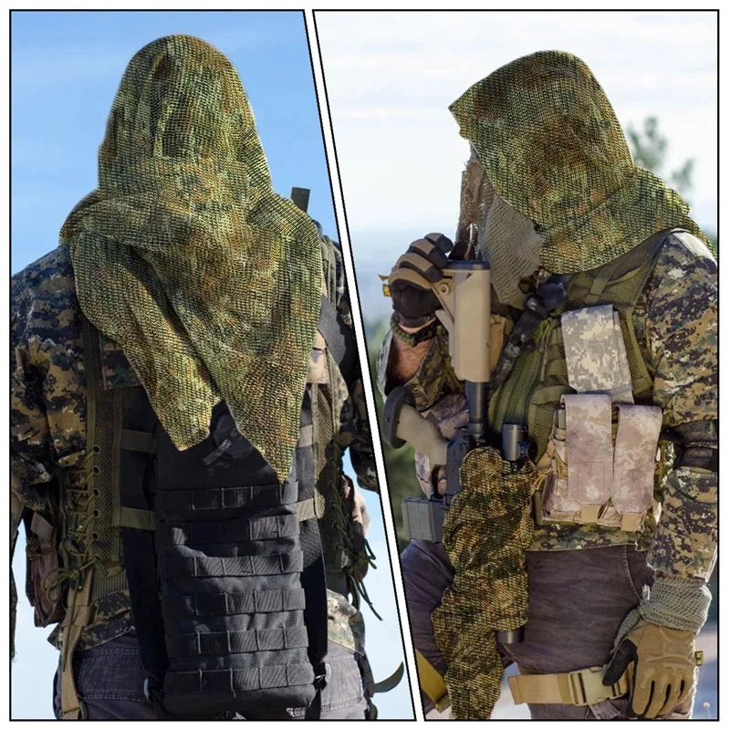 Camouflage Netting Tactical Mesh Camo Military Bandana Sports Hunting Shooting Wild Photography Sniper Camo Mesh Hiking Scarves
