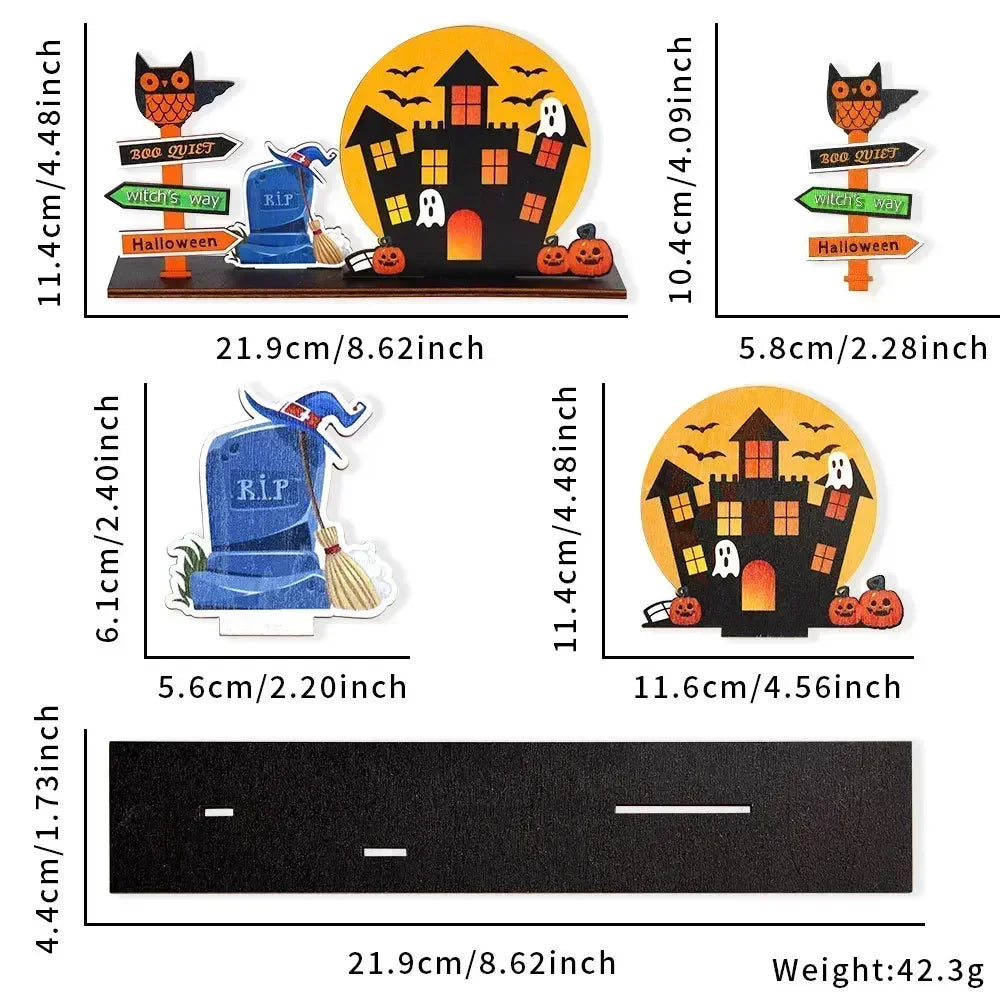 Wooden Haunted House Tabletop Decor