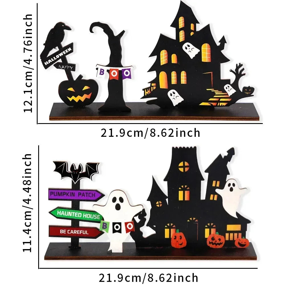 Wooden Haunted House Tabletop Decor