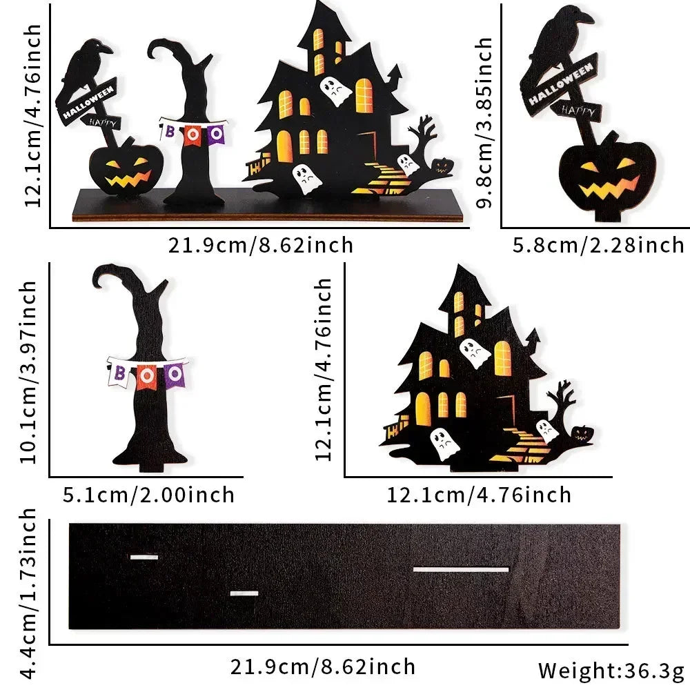 Wooden Haunted House Tabletop Decor