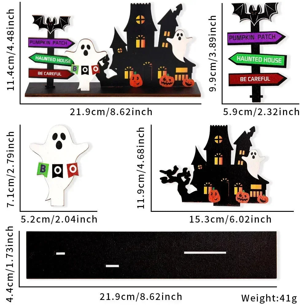 Wooden Haunted House Tabletop Decor